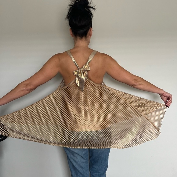 💕Custom Designer Gold Mesh Couture Top Size S - Picture 3 of 3